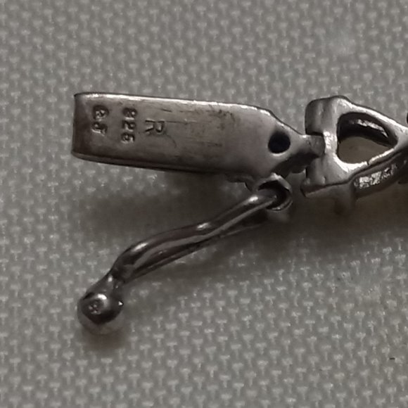 Sterling Silver Bracelet with Opals and Blue Rhinestones - Picture 5 of 14